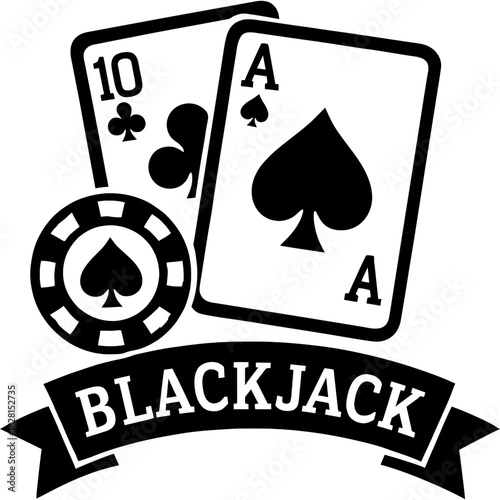 Black vector silhouette of blackjack
