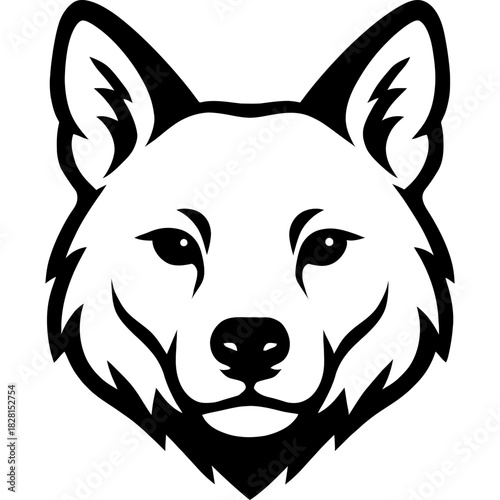 Minimalistic dhole head silhouette