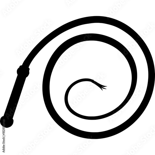 Black whip silhouette on white background