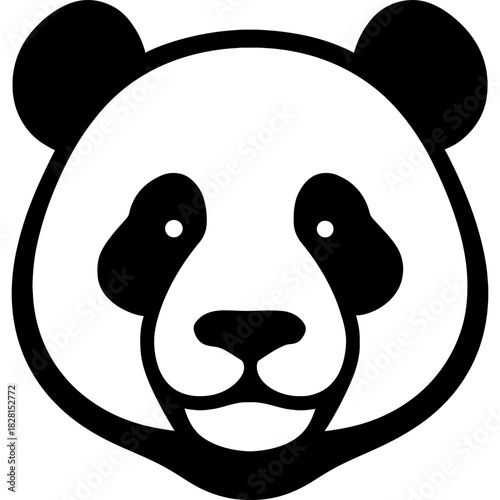 Minimalistic black panda head silhouette