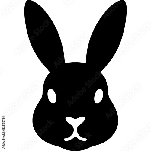 Black rabbit head silhouette on white background