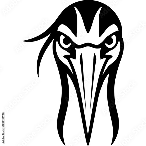 Minimalistic heron head silhouette