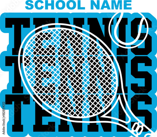 tennis team design with racket for school, college or league sports
