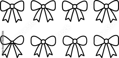 Christmas gift boxes icons set. Holiday presents, decorations, festive wrapped gifts. Colorful vector illustrations