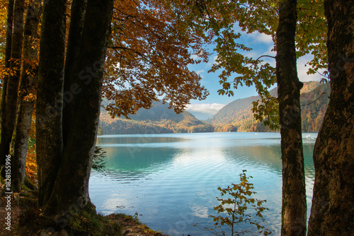 Lago Alpsee no Outono – Paisagem de Águas Cristalinas em Füssen, Alemanha