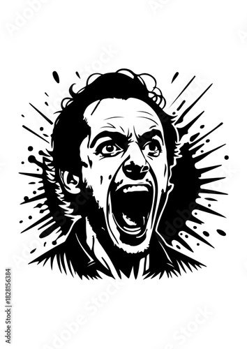 Man Screaming in Rage/Anger Illustration