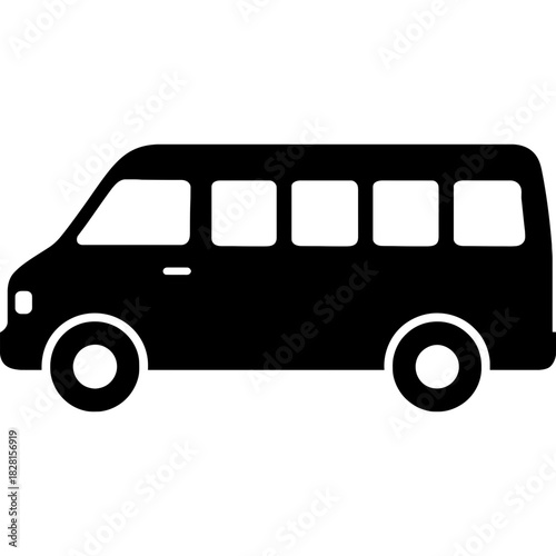 Black minibus vector silhouette