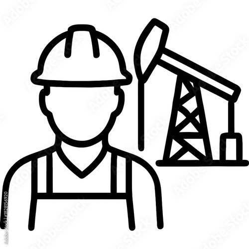 Minimalistic icon of oil rig worker