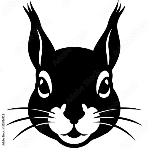 Minimalist black squirrel head silhouette
