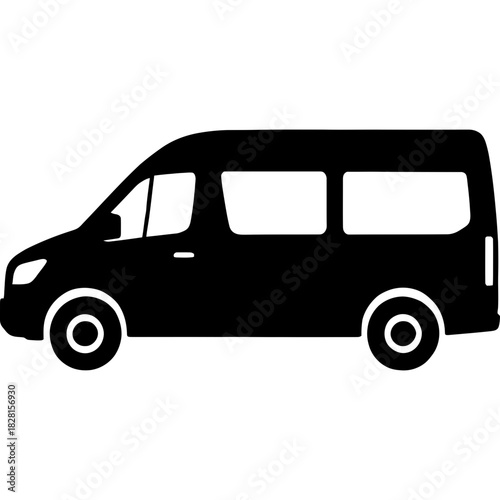 Black shuttle van vector silhouette