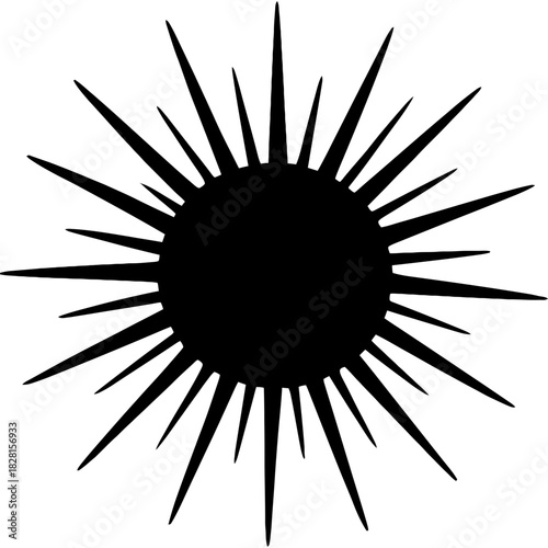 Minimalistic black silhouette of urchin head