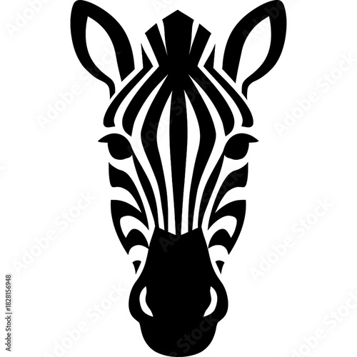 Minimalistic black zebra head silhouette