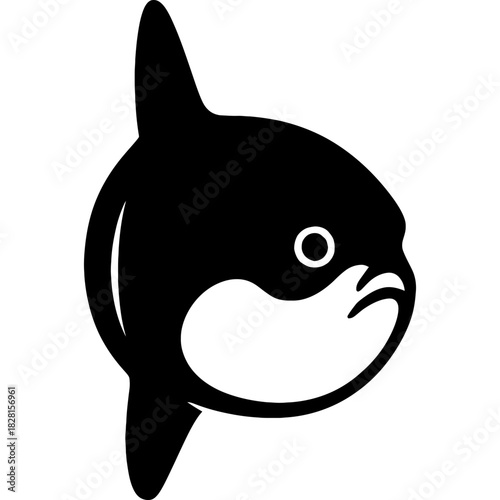 Minimalistic black sunfish silhouette