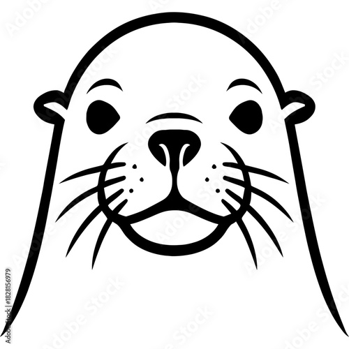 Minimalistic sea lion head silhouette