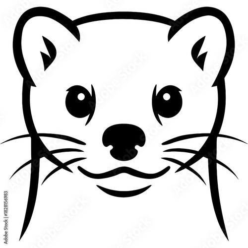 Minimalist black stoat head silhouette