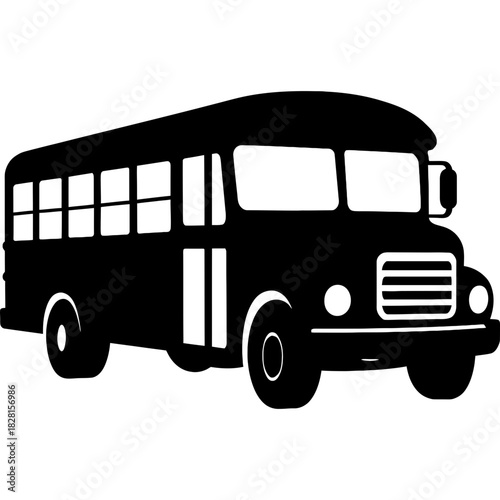 Black silhouette of a school bus