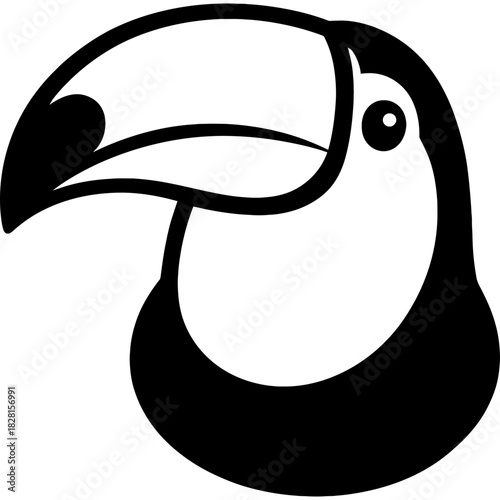 Minimalistic black toucan head silhouette