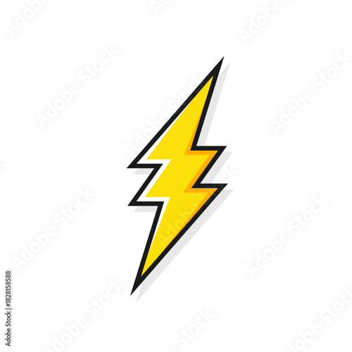 Lightning bolt icon isolated on white background. Vintage flash symbol, thunderbolt with grunge texture. Simple lightning strike sign. Vector illustration