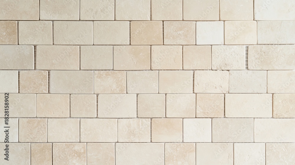 Naklejka premium Beige Square Tiles Background Texture, Mosaic , Interior