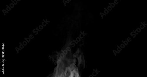 Trickle of Steam Slowly Rising from the Cup. White steam rises light, graceful twists on a black background. Slow motion. Footage is perfect for the layer with different blending modes.