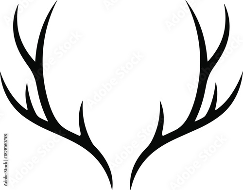 Black stylized deer antlers silhouette on white background vector