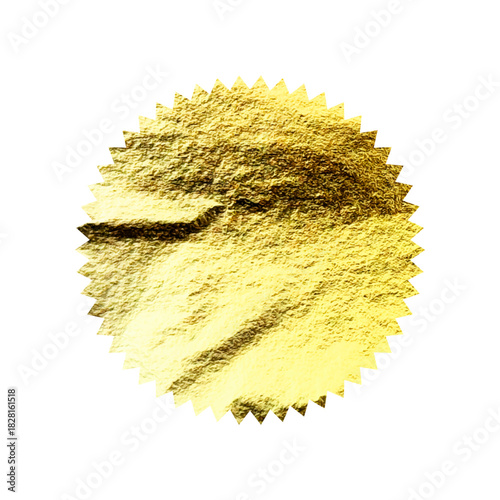 Golden star, sunburst symbol. Shiny gold foil. Vintage sunbeam symbol. Shopping labels, sale sticker, quality mark. Modern art. Wedding, greeting card decoration elements. Vector illustration