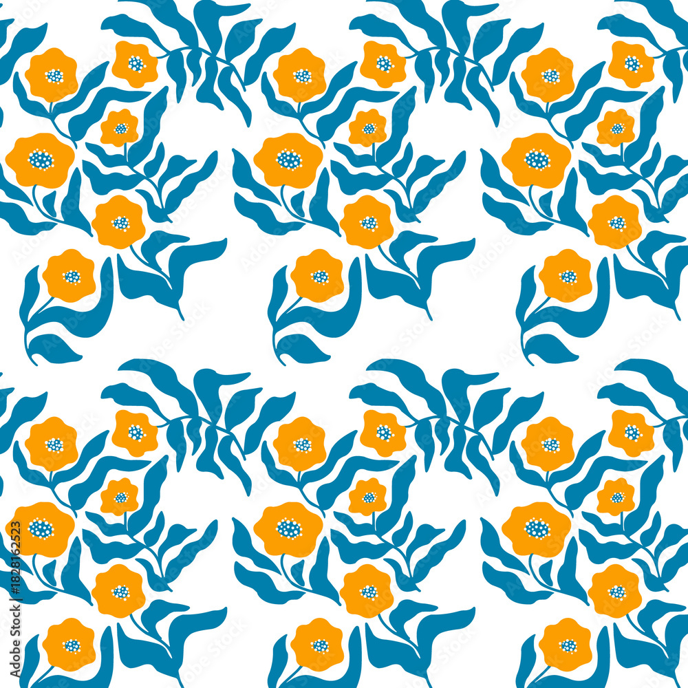 Obraz premium Floral minimal pattern background (wallpaper motif)