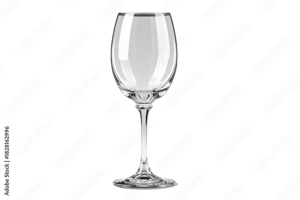 Obraz premium Elegant clear wine glass standing alone on a white background showcasing its shape and design features