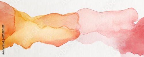 Watercolor Wash Abstract Peach and Orange Flowing Gradient, texture, pattern
