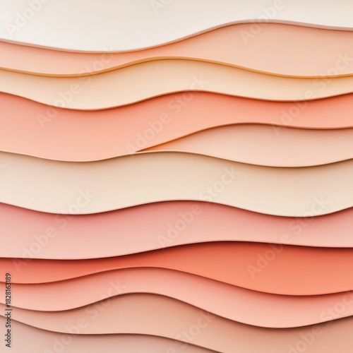Wavy Layers Peach and Beige Paper Art, Abstract , Texture