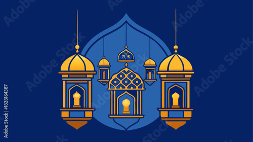 Illustration of lanterns in islamic decoration