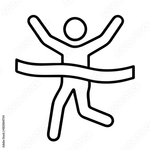 runner at the finish line vector line icon on a white background Vector line icon on a white background