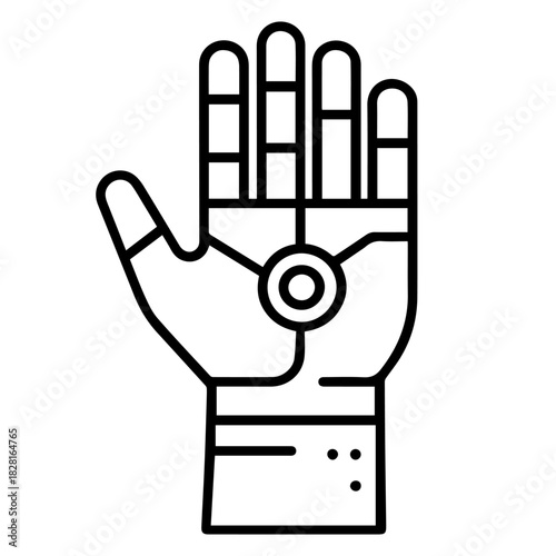 cyber hand vector line icon on a white background Vector line icon on a white background