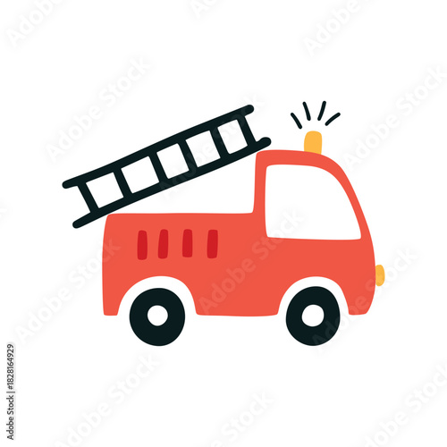 Red fire truck emergency vector illustration