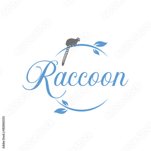 RACCOON on circle twig logo vector illustration