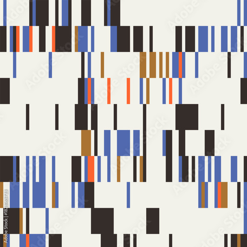 Abstract Mosaic Geometrical Pattern Design With Simple Shapes And Figures