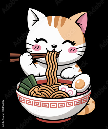 Kawaii Ramen Cat Japanese Anime Clothes Cute Noodle