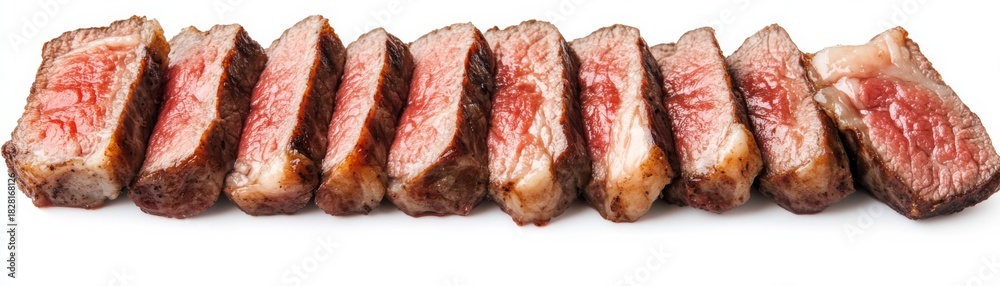 Fototapeta premium Perfect Sliced Beef Steak, medium rare, isolated ,steak ,beef
