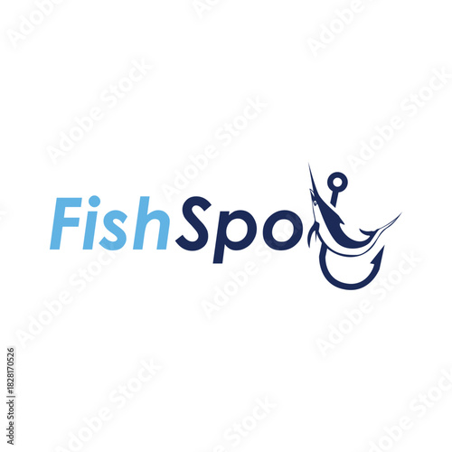 FISHSPOT Fishing wordmark logo vector illustration