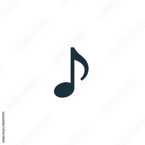 A high-quality minimalist musical note icon designed in a flat black-and-white style with clean geometric lines. This simple and modern audio symbol is perfect for mobile apps, music platforms, UI/UX 
