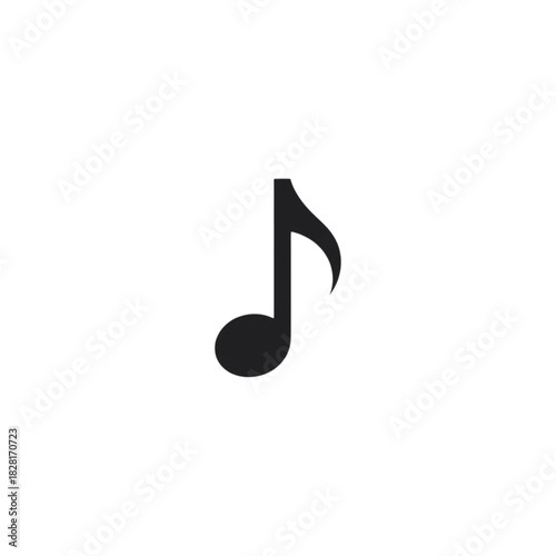 A high-quality minimalist musical note icon designed in a flat black-and-white style with clean geometric lines. This simple and modern audio symbol is perfect for mobile apps, music platforms, UI/UX 