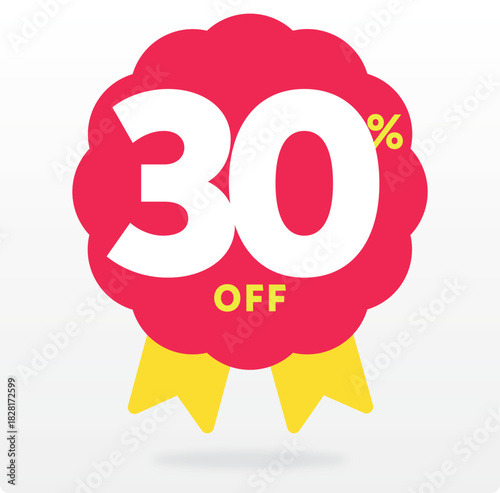 30%, promo, value, sale, offer, store, advertisement, special, shop, prize, highlight, company. Marketing, advertising, retail, annual, banner. Set, icon, vector