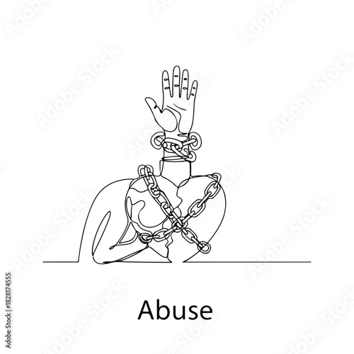 Depicting domestic abuse with a chained heart, symbolizing pain and suffering. Domestic abuse is a serious issue, causing mental and physical anguish.