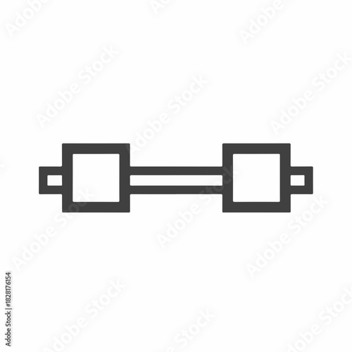Simple communication icon on white background, representing information transfer. Communication icon shows two squares connected by line.