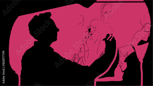 Vector art Signature Persona Mapping illustration, abstract brand identity sketch zone, solo creator workflow visualization, emotional storytelling concept, creative branding development art