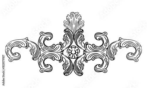 Horizontal hand drawing filigree flourish vector illustration