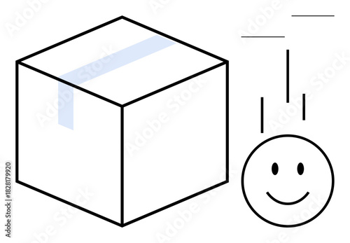 Delivery concept. A box and smiling face signify delivery services, customer satisfaction, and logistics. Delivery drives efficient shipping, package tracking, and e-commerce growth. Ideal