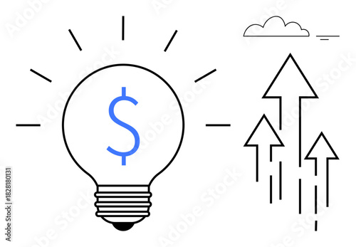 Financial growth concept. Lightbulb with dollar sign financial innovation, growth strategies, and economic development. Ideal for business, startups, investments, technology, and finance