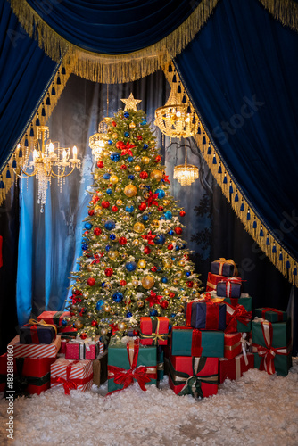 Festive Christmas Tree and Abundant Gift Display