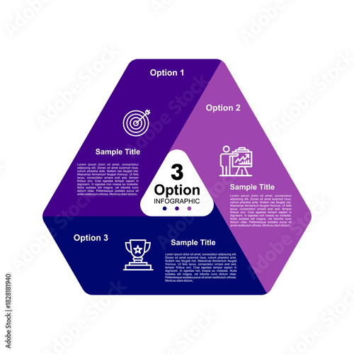 Vector triangle element for infographic. Template for cycling diagram, graph, presentation. Business concept with 3 options, parts, steps or processes.	